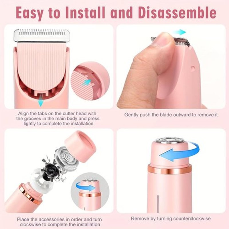 Skiennix Bikini Trimmer - 2-in-1 Dual Head Shaver for Women | Cordless, Waterproof, Painless Hair Removal - Purple