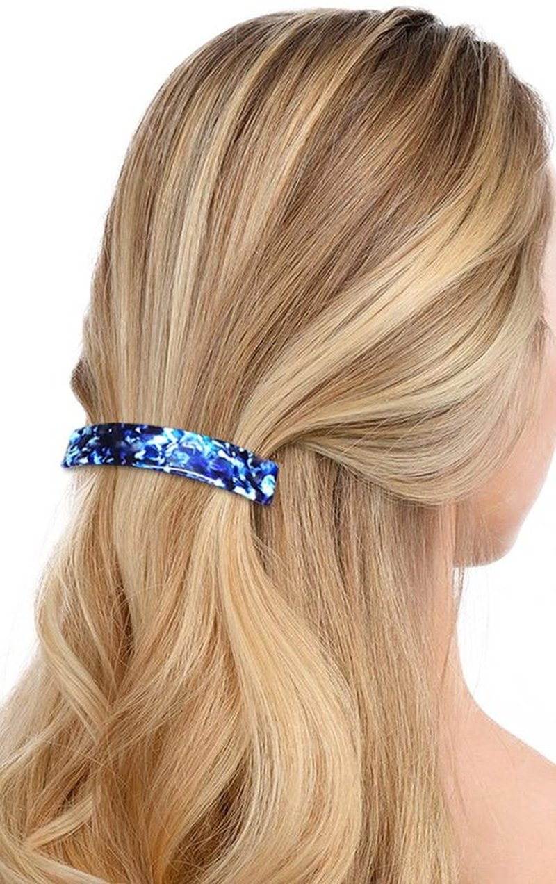 HYFEEL Large French Barrettes for Women Fine Thick Hair, Classic Tortoise Shell Hair Clips Wide Curved Celluloid Ponytail Holder Clamp Fashion Hair Accessories Automatic Clasp Hairgrips 3 Pack