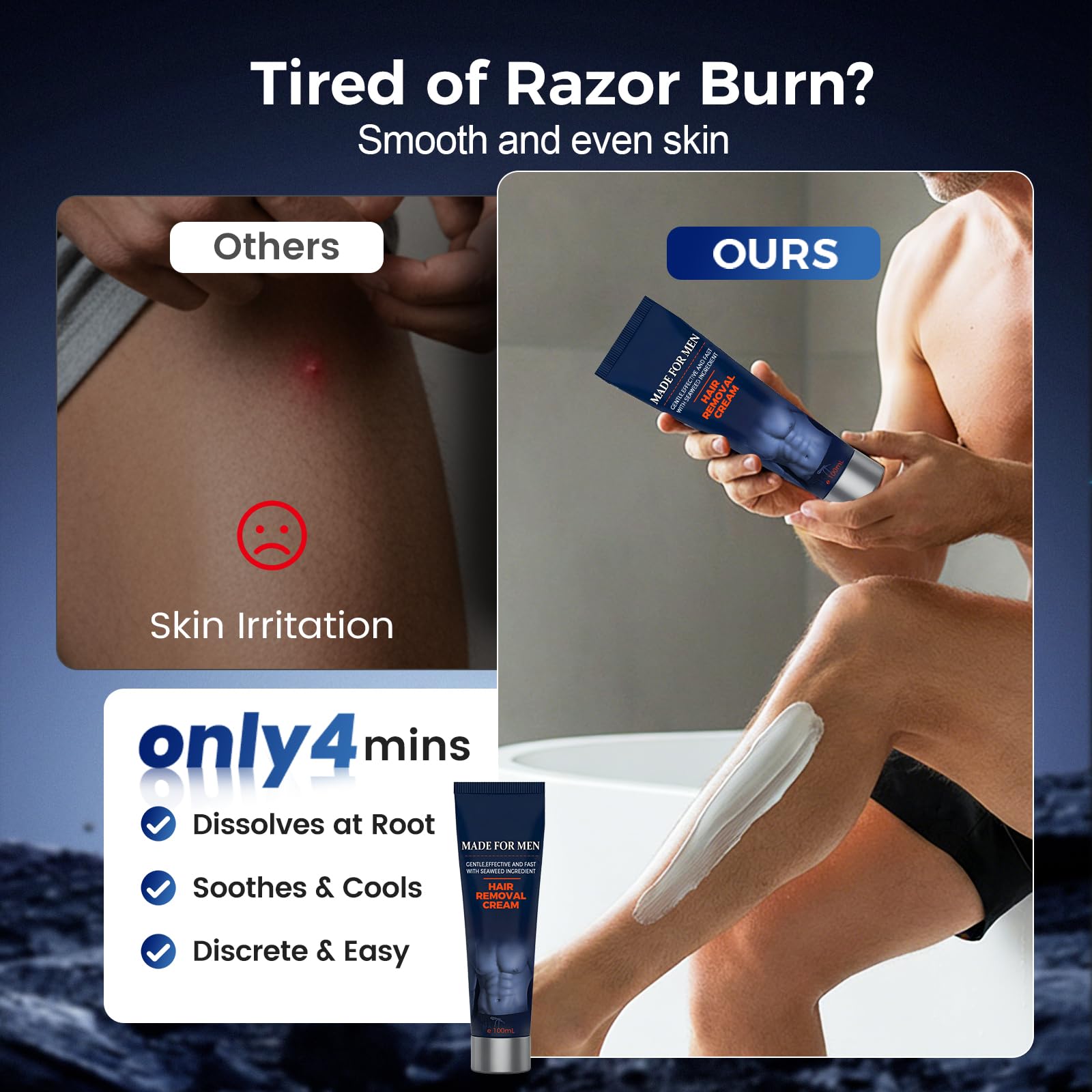 Fast-Acting Body Hair Removal Cream for Men, 2026 New Men’s Hair Removal Cream for Full Body and Intimate Areas, Moisturizing Soothing Painless Depilatory Cream for Male Grooming (1, One Size)