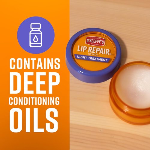 O'Keeffe's Lip Repair Night Treatment Balm - Moisturizing Formula for Dry, Cracked Lips | 0.25 Ounce Jar (2 Pack)
