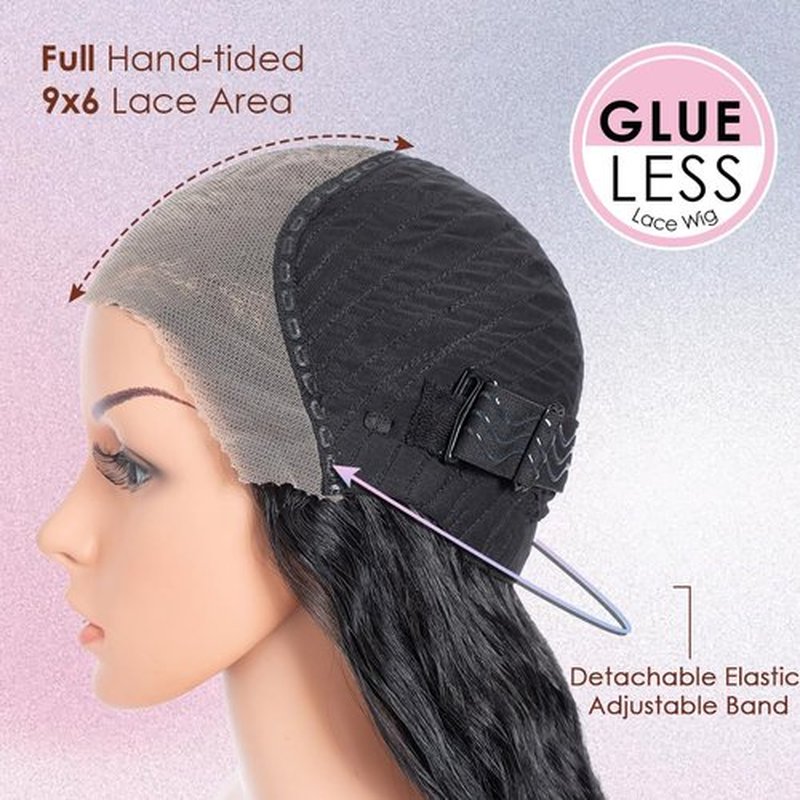 Style Icon 41” Super Long Wavy Wig 9x6 Free Part Bohemian Lace Front Wig Black Color - Heat Friendly Synthetic Hair Wigs with Pre Plucked Hairline