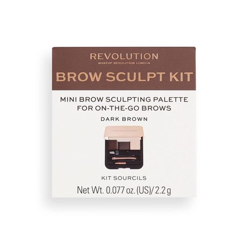 Makeup Revolution Eyebrow Kit, Brow Palette For Sculpting The Perfect Brows, Vegan & Cruelty-Free, Dark, 0.077oz/2.2g