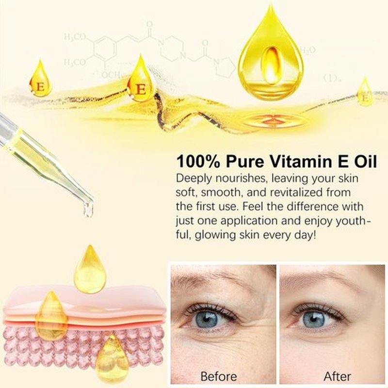 Liefiet Vitamin E Oil, Pure Vitamin E Oil for Skin, Scars, Nails and Scalp, Face and Body Moisturizer, Hydrating Dry Skin, Reduce Stretch Marks, Fine Lines & Wrinkles, 2Fl Oz (Pack of 2)