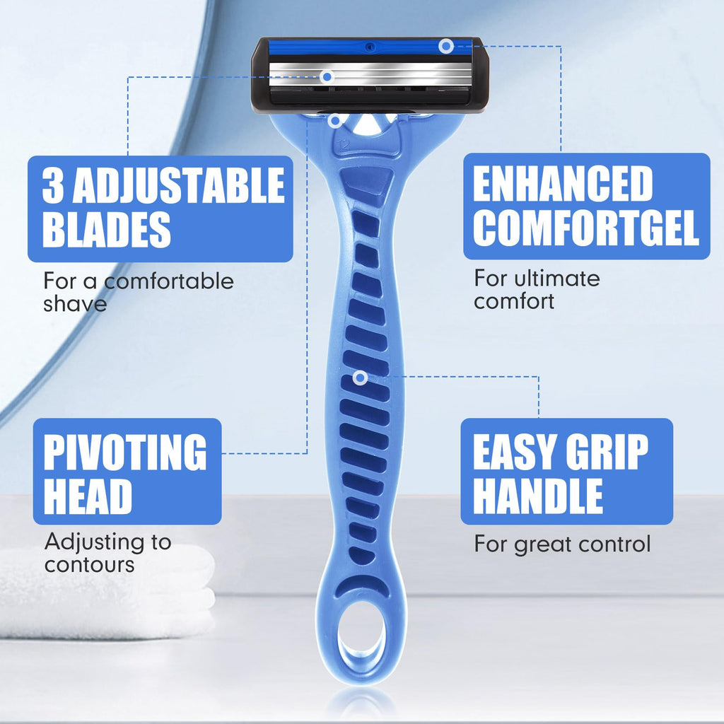 Wovnet 36 Pcs Men's Disposable Razors Bulk 3 Blade Disposable Head Razor for Sensitive Skin for a Smooth, Comfortable Shave