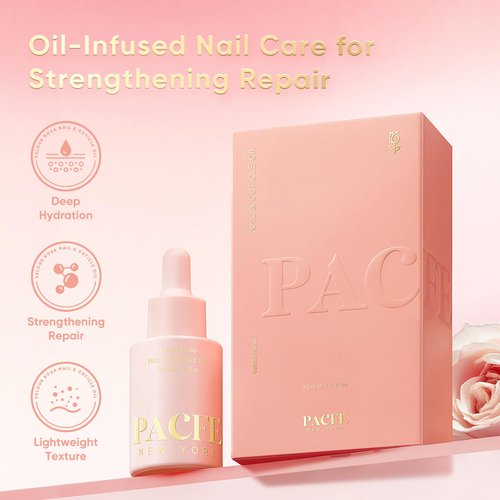Cuticle Oil for Dry Cuticles – Pacfe Velour Rosa Nail & Cuticle Oil with Jojoba Oil, Squalane & Vitamin E, Rose Scented Care for Brittle Nails, 30ml Large Size