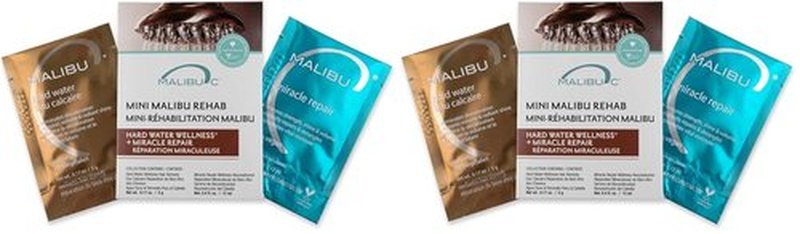 Malibu C Mini Rehab Hard Water Wellness | 2 Nourishing Remedy Packets - Removes Hair Deposits & Impurities