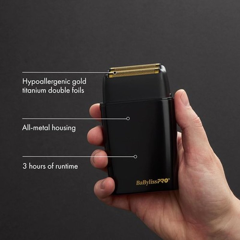 BaBylissPRO METALFX Double Foil Shaver - Portable Cordless Electric Razor for Close Shaving