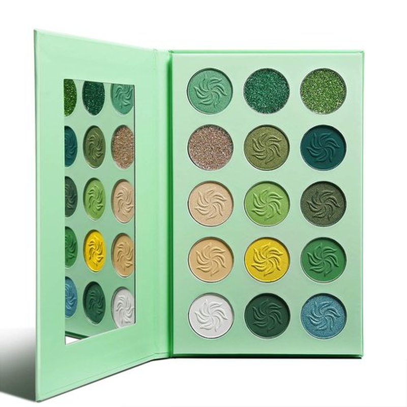 Afflano Green Eyeshadow Palette, Green Glitter Eyeshadow Highly Pigmented, Forest Emerald Christmas Makeup Palettes, Yellow Lime Grass Greenish Makeup Eye Shadow Pallet 15 Color