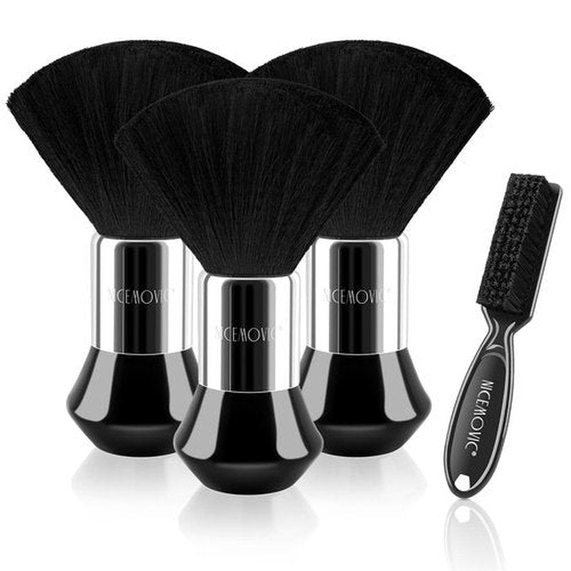 NICEMOVIC 4Pcs Barber Neck Duster, Professional Barber Accessories, Cleaning Supplies, Nylon Brush for Hair Cutting & Styling