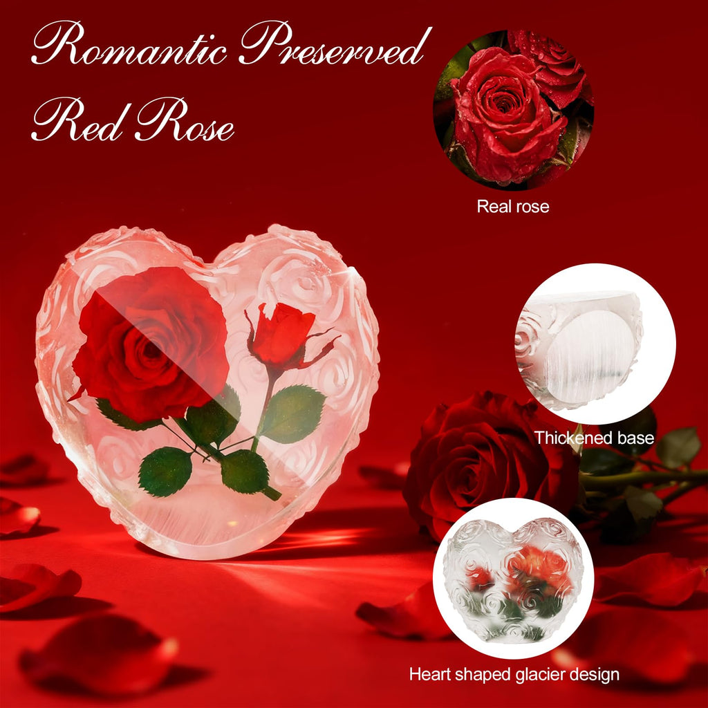 CLTTCLLCT Preserved Roses with Heart Necklace & Candle, Mothers Day Gifts for Mom Eternal Flowers Rose Birthday Gifts for Women Girlfriend Wife Mom, To My Love Unique Gift On Mothers Day Anniversary