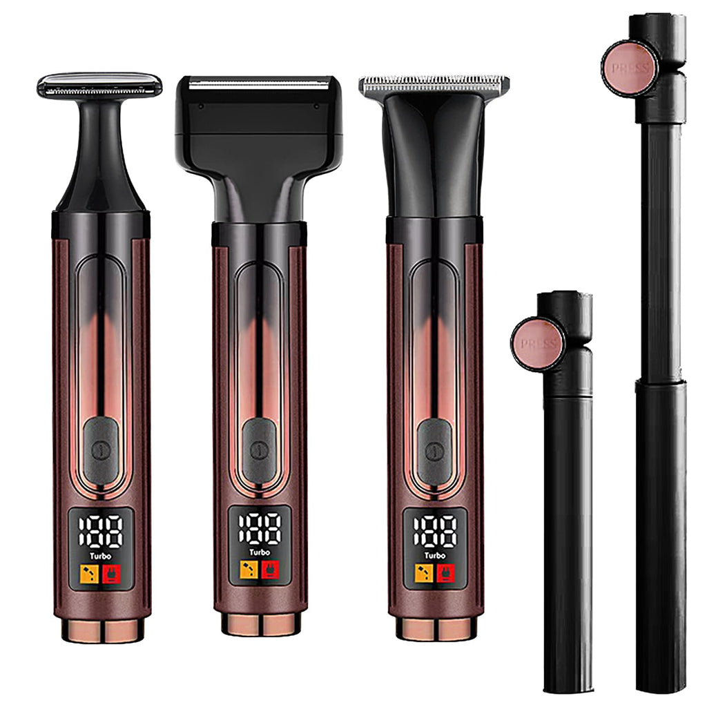 Back Shaver for Men Full Body，Back Shaver with Long Handle for Facial,Chin,Arm,Back,Groomer 4 in 1 Kit Pubic with Adjustable Body Trimmer Waterproof LED Display 1.5HR Fast Charging Travel Lock
