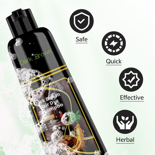 JUANCHI Dark Brown Hair Dye Shampoo 3 in 1, 150ML Hair Dye Shampoo for Women Men