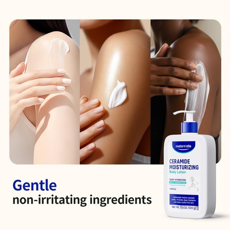 matern'ella Ceramide Body Lotion for Dry & Sensitive Skin - Daily Moisturizer with Niacinamide & 4 Ceramides (NG, AP, NP, EOP) 48H Hydration, Fragrance, Paraben, Non-Greasy 17.6 Oz