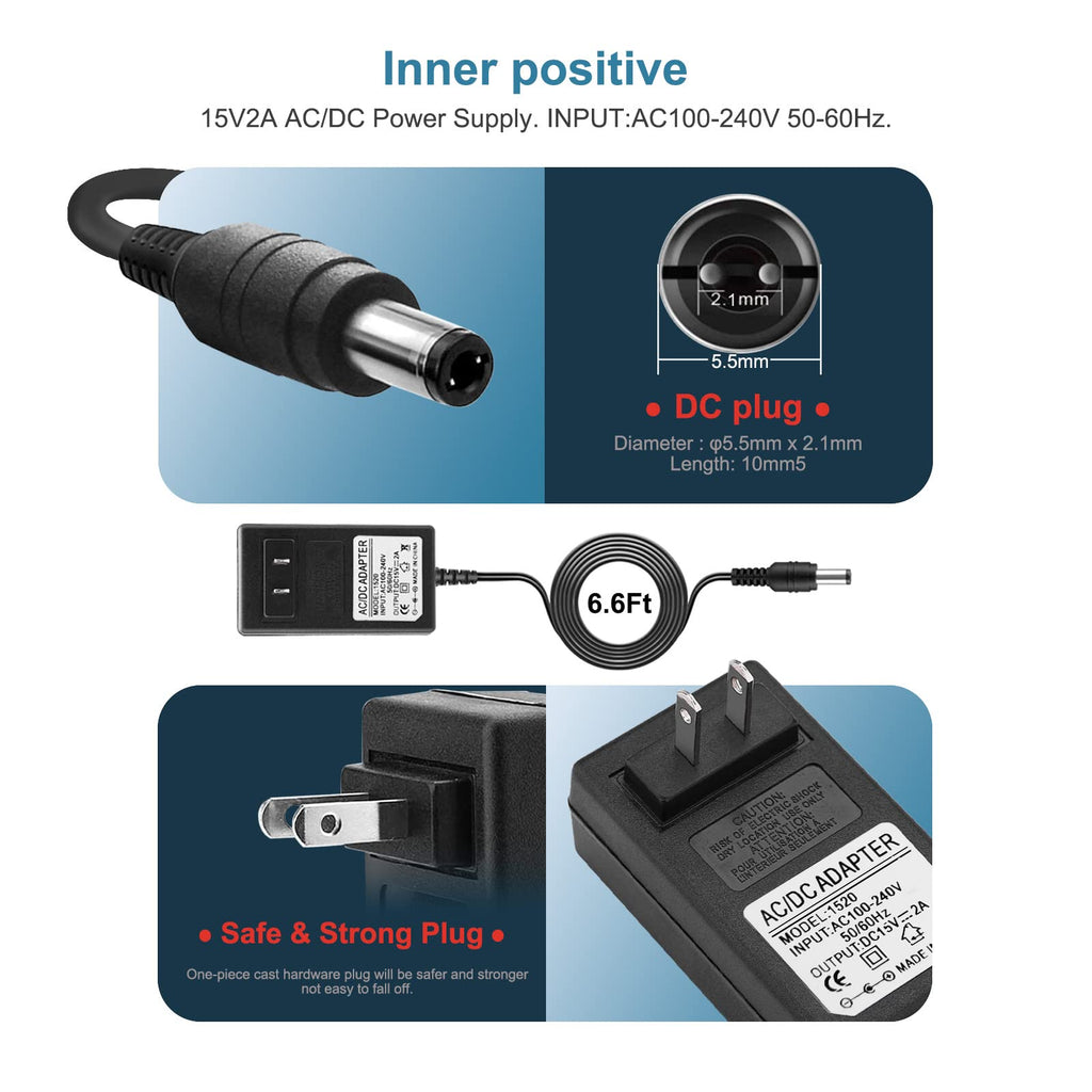 15V 1.5A 2A AC/DC Power Adapter Charger for Theragun mini 1.0, Theragun Prime G4/Prime Pro Massager Gun, Hyperice Normatec 3, 2.0, 2.0 Pro Leg System Pulse Recovery Massage Device Power Cord
