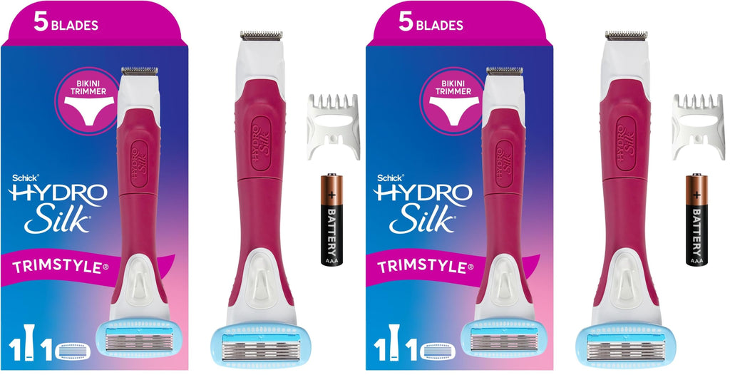 Schick Hydro Silk TrimStyle Moisturizing Razor for Women with Bikini Trimmer,1 Count (Pack of 2)