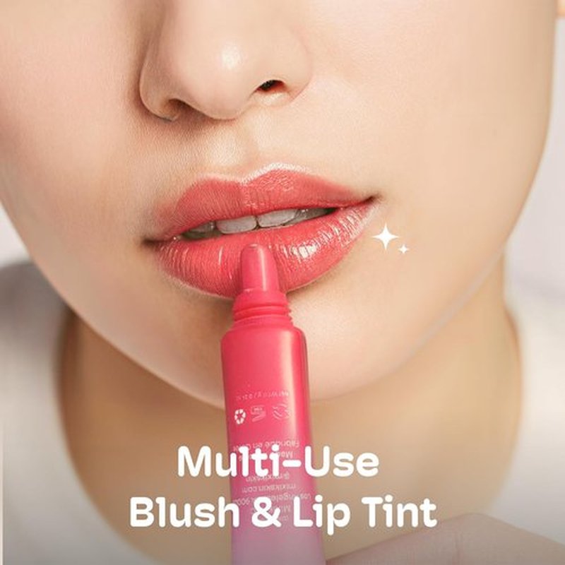 MIXIK Cheeky Blush Tint & Lip Stain - Multi-Use, Long-Lasting Vegan Makeup | Dragonfruit, 0.3 fl oz (9ml)