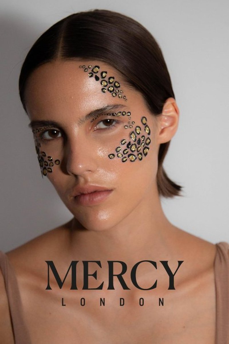 Leopard Print Contour Face Jewels by Mercy London Leopard Cat Costume Accessories Gems All In One Halloween Stick On