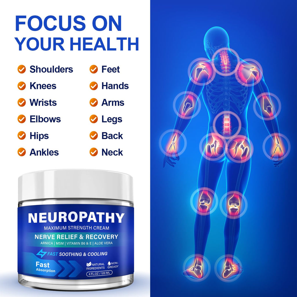 Neuropathy Nerve Relief Cream, Nerve Savior for Neuropathy for Feet, Hands, Legs & Toes, with Arnica, Vitamin B6, Vitamin E, Aloe Vera & MSM, Fast-Absorbing Non-Greasy Formula, 120 ml