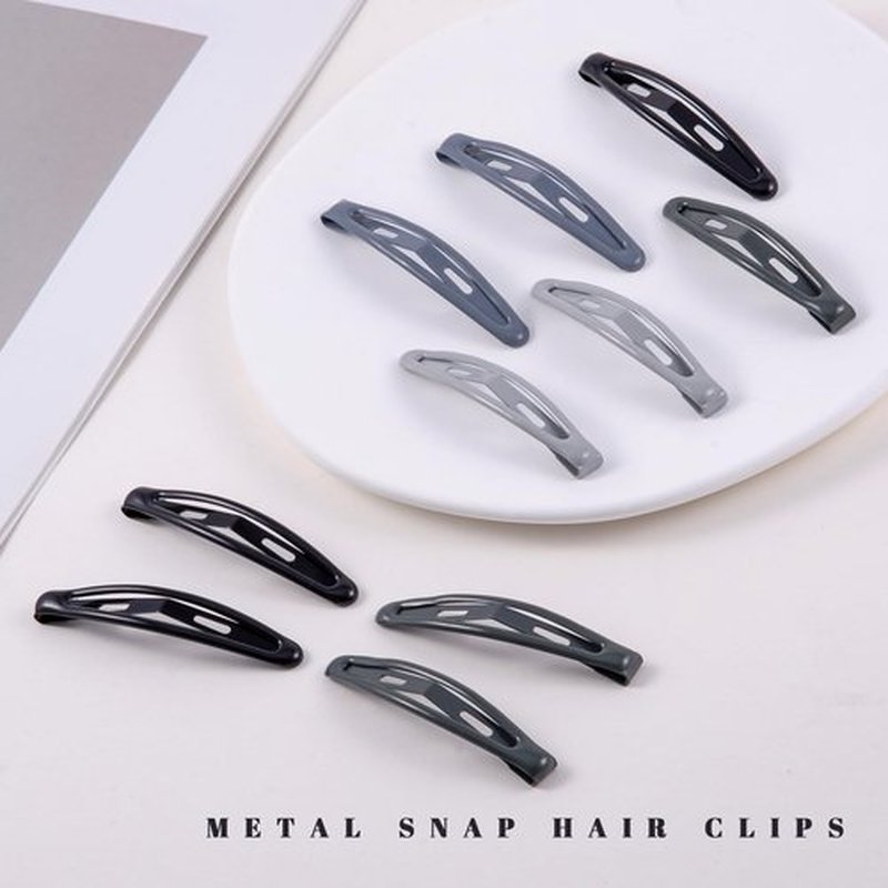 Cptots 16 PCS Snap Hair Clips Metal Barrettes for Women Non Slip Barrettes for Thick and Thin Fine Hair,Bright Black Multiple Gray,2.36 x 0.43 Inches.