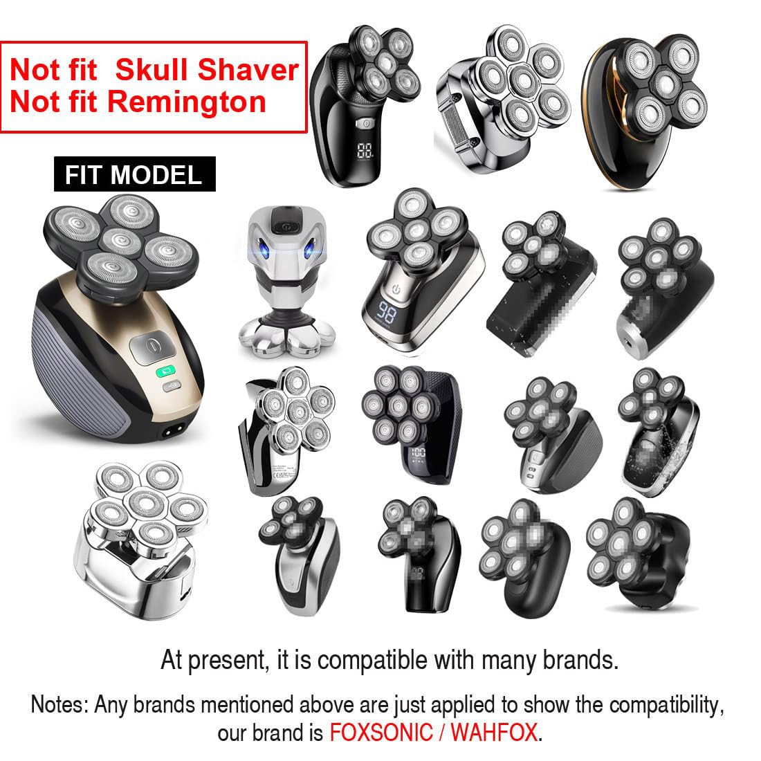 Universal 3 PCS 5 Blades Head Shaver Replacement Heads for Mainstream Shaver Brands, Eelectric Shaver Replacement Replacement Blades (1 Gold + 2 Silver)
