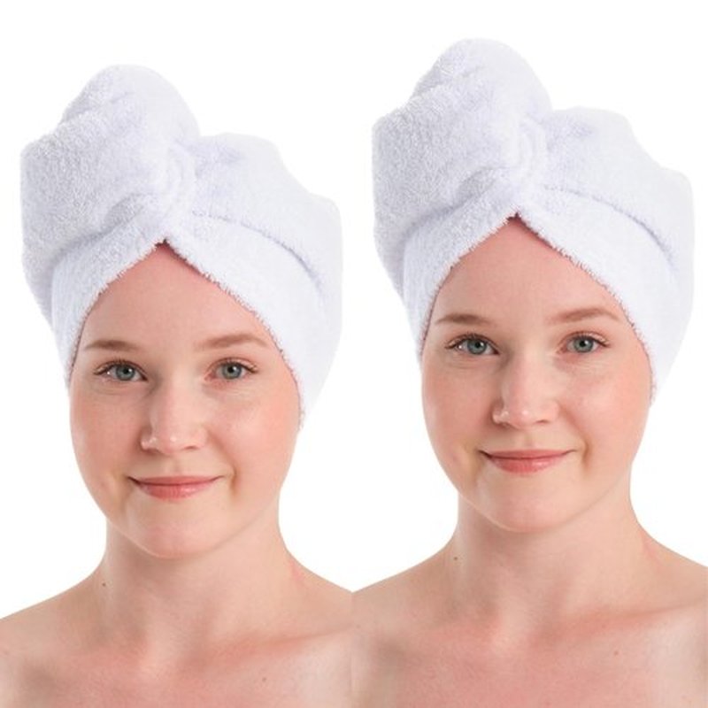 Seritaine Hair Towel Wrap for Women 2 Pack – 100% Turkish Cotton Turban for Wet Hair Quick Dry – Soft & Gentle Head Towel Cap– Soft and Absorbent Cotton - 10x26 inch