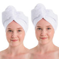 Seritaine Hair Towel Wrap for Women 2 Pack – 100% Turkish Cotton Turban for Wet Hair Quick Dry – Soft & Gentle Head Towel Cap– Soft and Absorbent Cotton - 10x26 inch