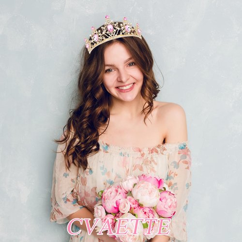 CAVETEE Pink Tiara and Crowns for Women Girls，Princess Tiara Rhinestone Crown Weeding Prom Birthday Queen Crown Headbands Birthday Party Hair Accessories for Girls