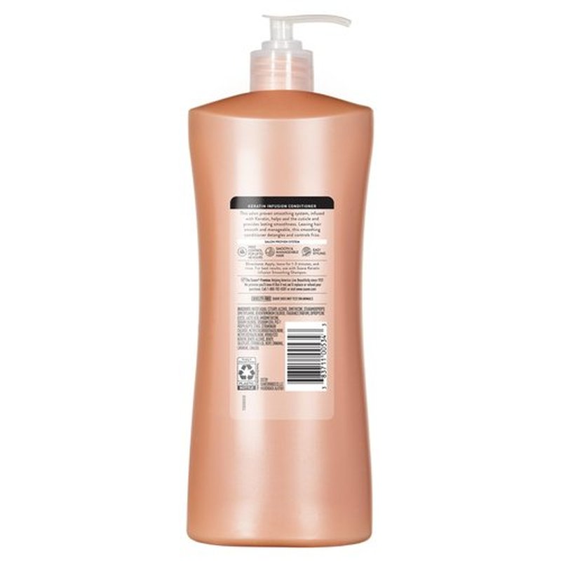 Suave Keratin Infusion Smoothing Conditioner For Frizzy Hair, Anti-Humidity & 48HR Frizz Control, Smooths & Detangles for Easy Styling, 28 FL OZ Pump, 4 Count
