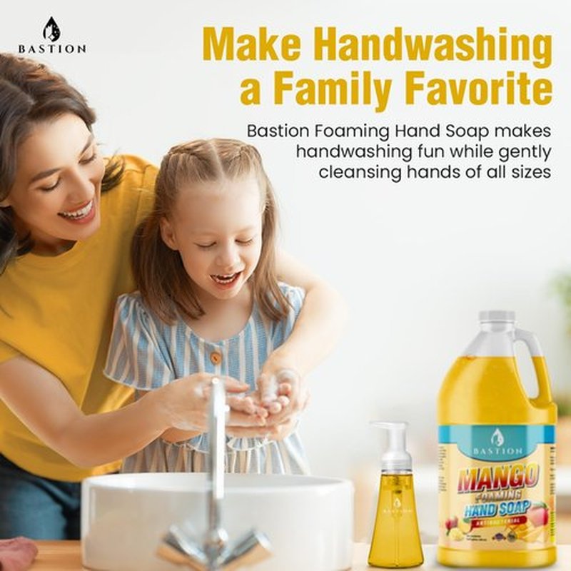 Bastion Antibacterial Hand Soap - Mango Scented Foaming Wash - 64 oz. Refill Jug | Non-Toxic & Made in the USA