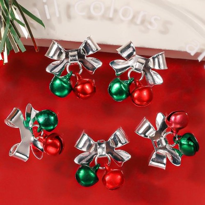 30 Pcs Christmas Nail Charms Bell Charms for Nail Design Gold Pink Silver Red 3D Xmas DIY Nails Art Decoration for Women Girls Bulk Nails Supply Accessories