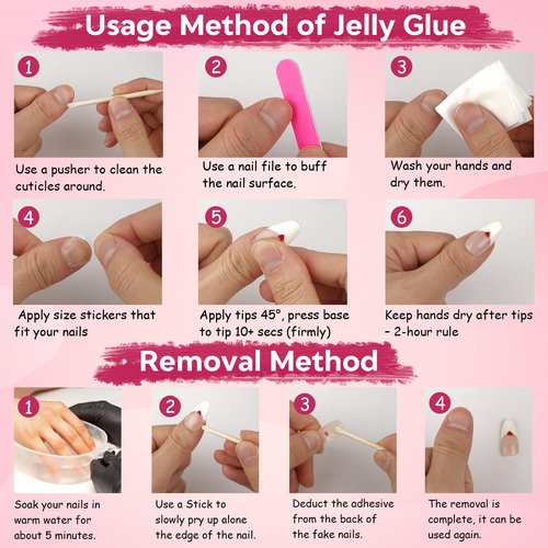 Tesytto Valentine's Day Press on Nails with Red Heart - Medium Almond Fake Nails Full Cover Glossy, Classic White Edge Design French Tip Handmade False Nails(Creamy Heart French,S)