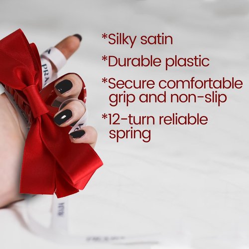 Sizobi Red Hair Bows Clips Satin Bow Claw Clip, Big Christmas Hair Bows Barrettes Hair Accessories for Women Girls 2pcs, Large Red Bow for Thin Thick Curly Hair
