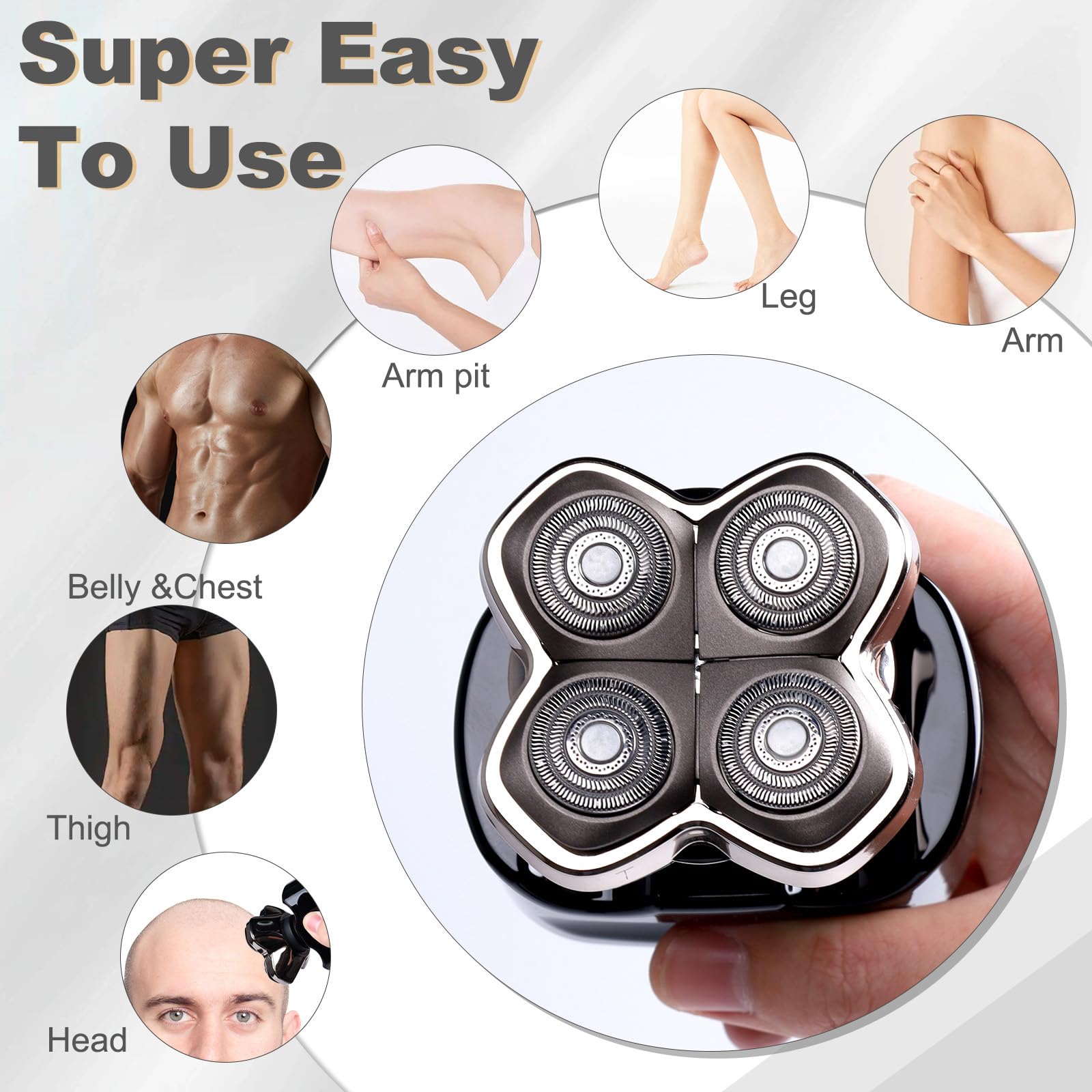2Pack Pro 4 Shaver Replacement Heads Compatible with Skull Pitbulls Gold PRO, Silver PRO, Platinum PRO, Head Shavers, Electric Shaver Half Head for Men/Women (2 PACK BORON)