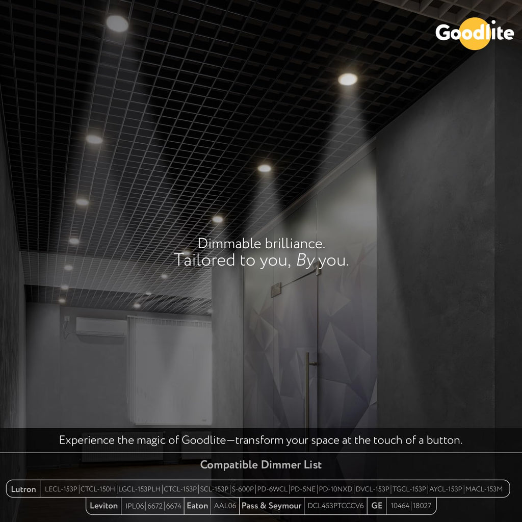 Goodlite 5" White LED Regress Round Slim - Recessed Downlight, 23W, 1800 Lumens, Dimmable, 5CCT 27K-30K-35K-41K-50K, 120 Volts, CRI 90, ETL & Wet Rated, 50k Hr Life, 1ct. (G-20242)