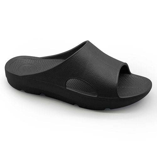 Pure Stride Therapeutic Slides, Orthotic Sandals for Plantar Fasciitis, Metatarsal and Heel Spurs, for Pain Relief and Arch Support of Feet - Black, Men’s Size 7/Women’s Size 8