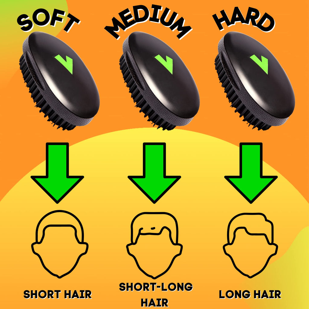 Veeta Superior Medium Wave Brush - Hair Brush for Men with 100% Synthetic Flex Bristles, Curved Design, and Protective Cover - Ideal for Short or Long Wavy Hair