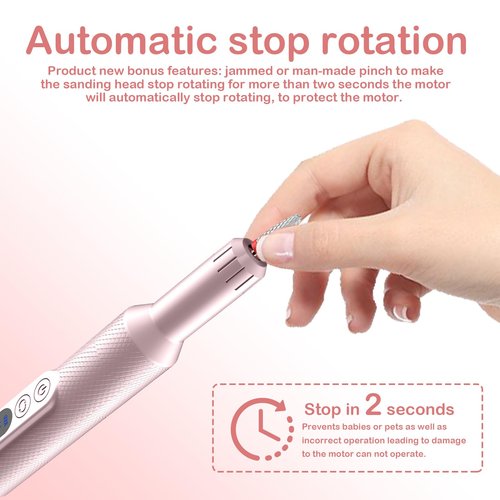 Midgaleuang Portable Electric Nail Drills,Professional Nail Drill File Kit for Acrylic,Manicure and Pedicure Sets for Grinding,polishing and Trimming,Rechargeable Pedestal Nail Polisher. Pink