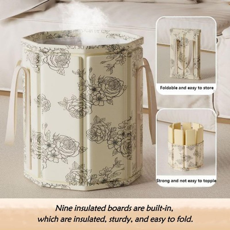 EWCEFIC 31L Folding Bucket Foot Bath, Multi-Function Portable Foot Tub Bag with Handle, Travel Outdoor Camping Portable Foot Bubbles Fishing Bring a Set of high-end Nail Clippers.(Rose)