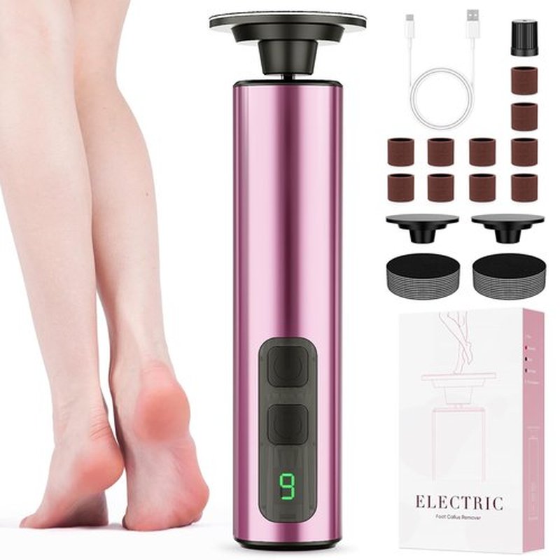 Haroopet Electric Foot Callus Remover, 2in1 Rechargeable Foot File Callus Remover for Feet, 9 Speeds Foot Scrubber Dead Skin Pedicure Tools for Feet Heel Scraper for Cracked Heels with Sandpaper Discs