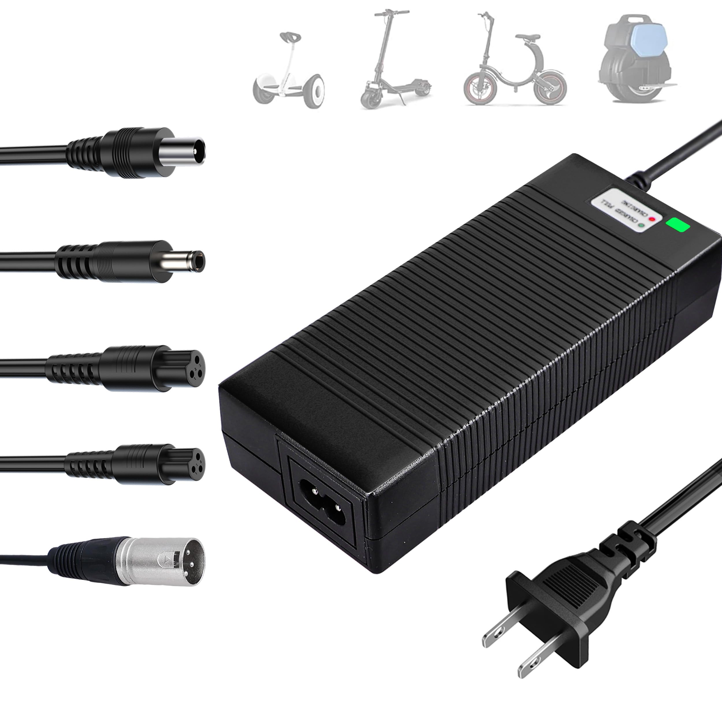 EVAPLUS UL Certified 42V 2A Fast Charger with 5 Type Plugs for 36V Lithium Batteries- Compatible with Pocket Mod, Sports Mod, Electric Scooters