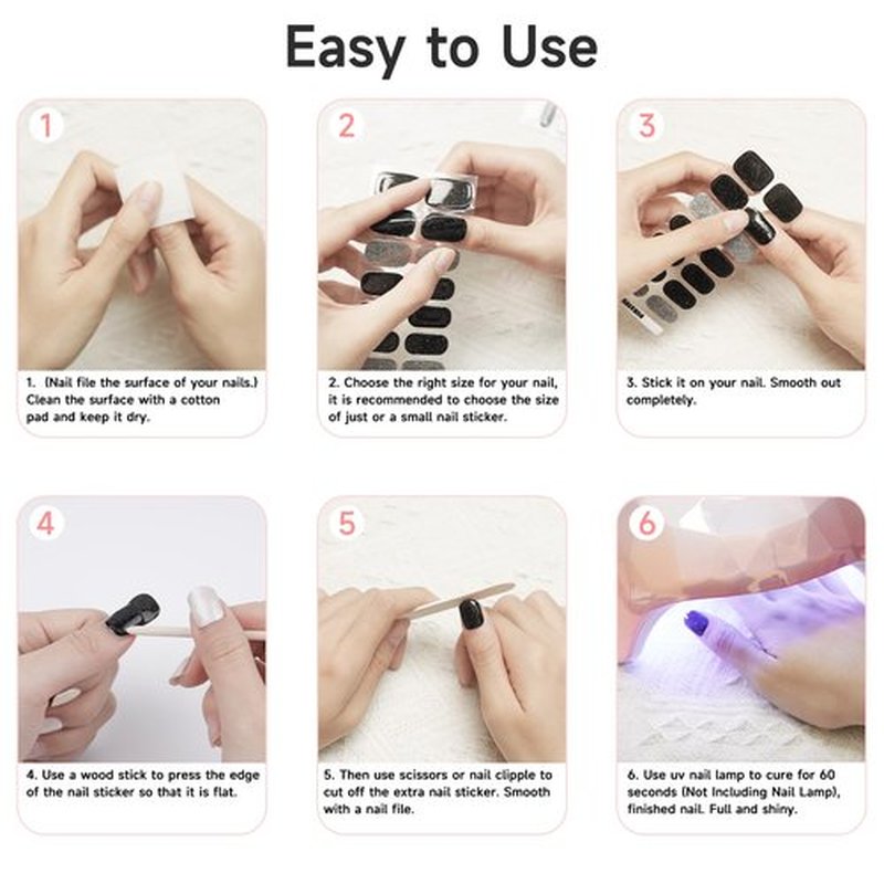 Semi Cured Gel Nail Strips, 28 pcs Gel Nails Stickers for Women Work with Any UV Lamp, Long Lasting Nail Wraps for Home DIY Nails Art (Gilded French)