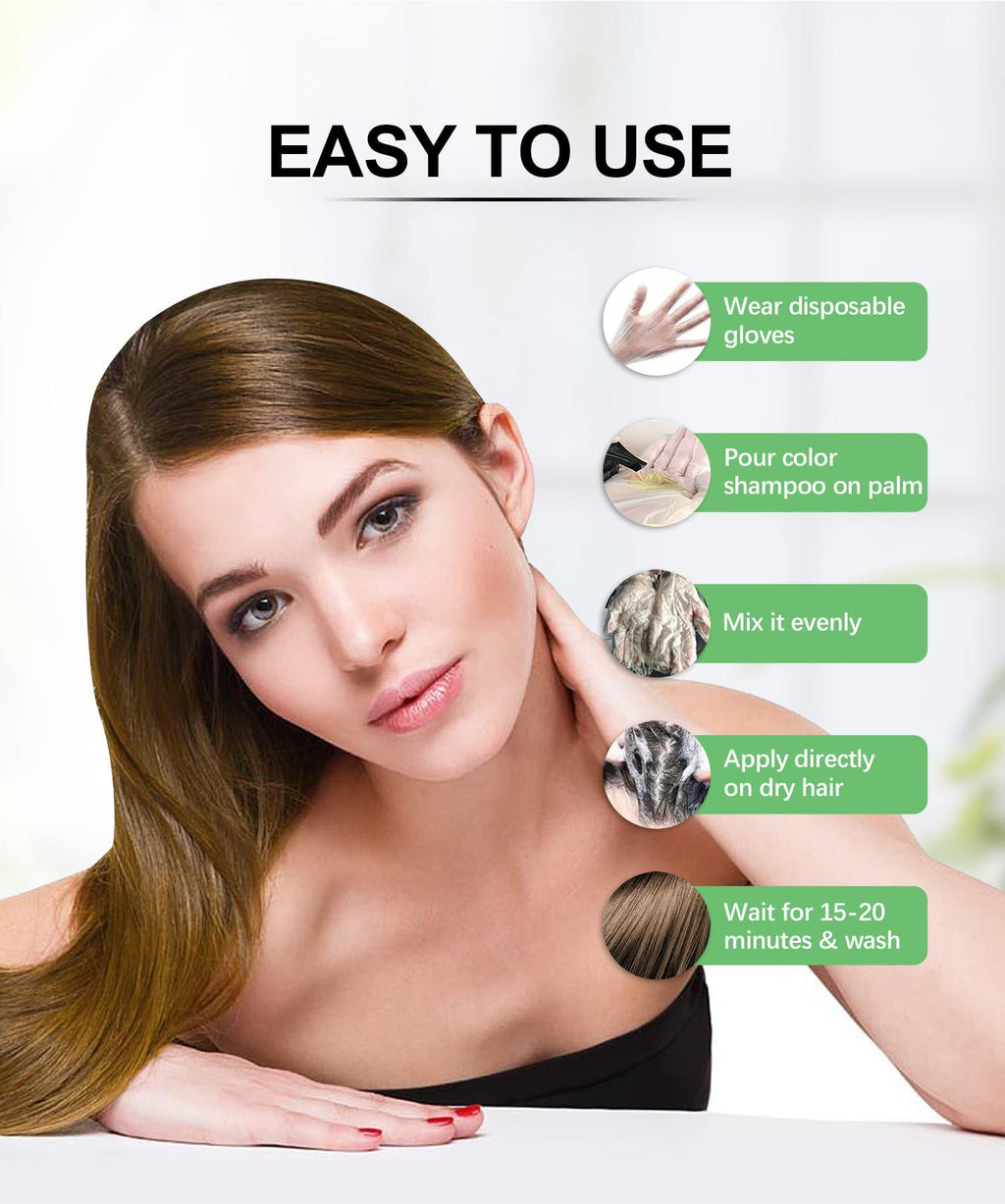 Herbishh Color Enriched Shampoo for Gray Hair - Long Lasting Hair Dye Formula and Conditioner (Golden Brown)