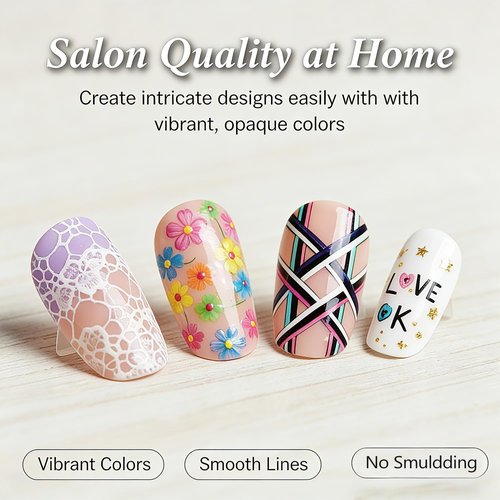 12 Colors Nail Art Pens for Painting Nails,0.5mm Nail Polish Pens Point Liner Acrylic Painted Pen Kit,Waterproof and Quick-drying Nail for DIY Nails Art Design