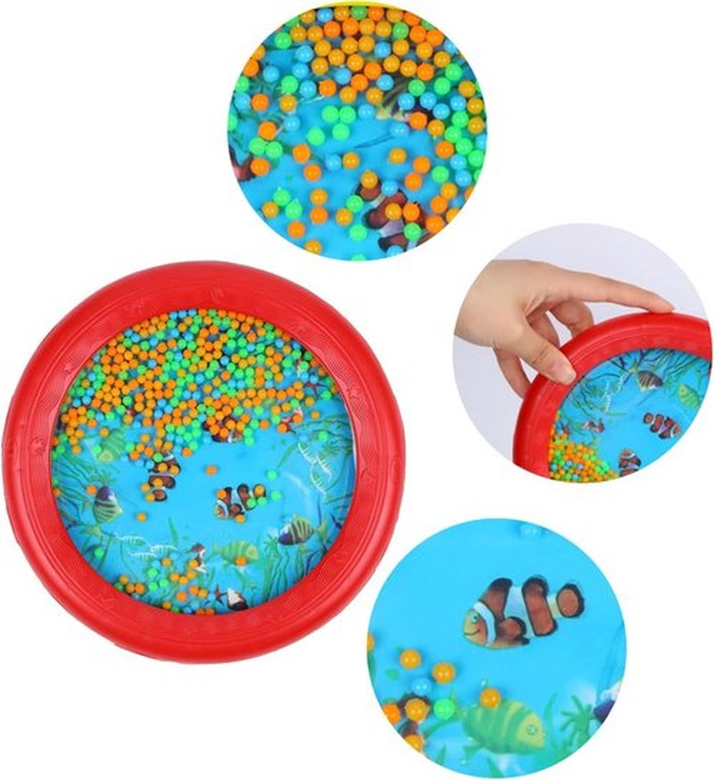 Musfunny Ocean Drum | Gentle Sea Sound Music Instrument for Kids | Red Educational Wave Bead Drum