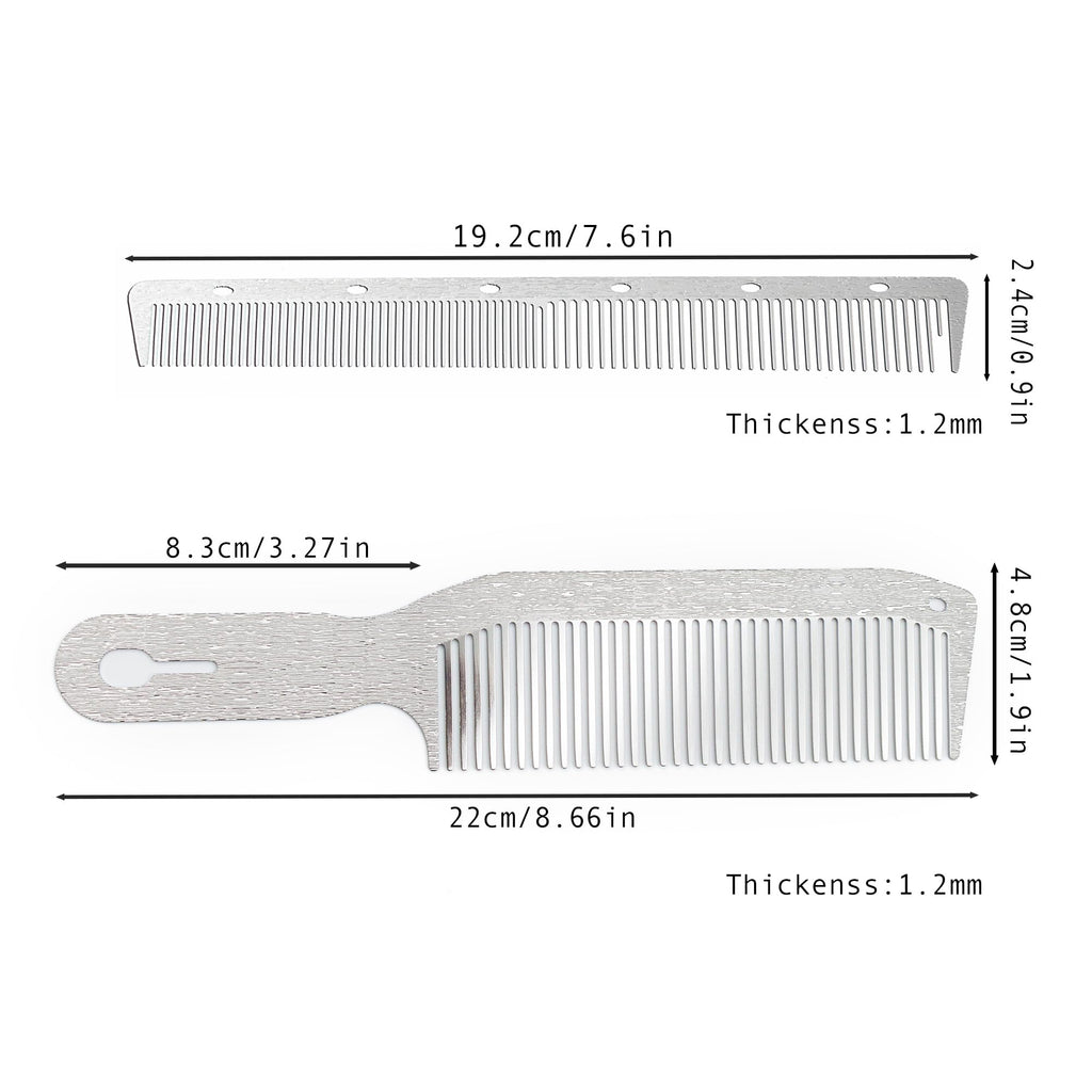 Dolmifapro 2 Pcs Stainless Steel Comb Set Metal Barber Combs for Hair Stylist, High Texture, Wood Grain Design barber combs professional Metal Fine Comb