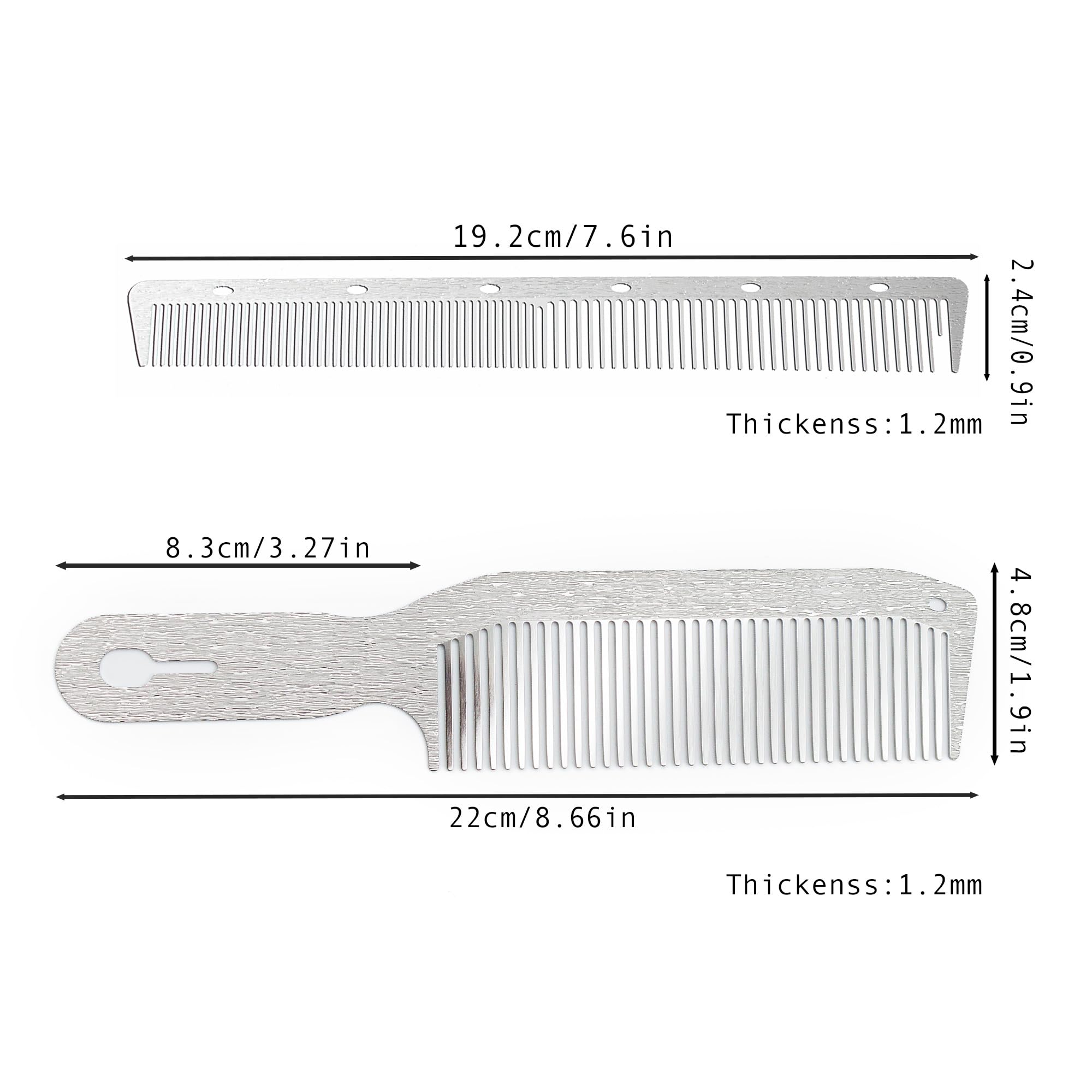 Dolmifapro 2 Pcs Stainless Steel Comb Set Metal Barber Combs for Hair Stylist, High Texture, Wood Grain Design barber combs professional Metal Fine Comb