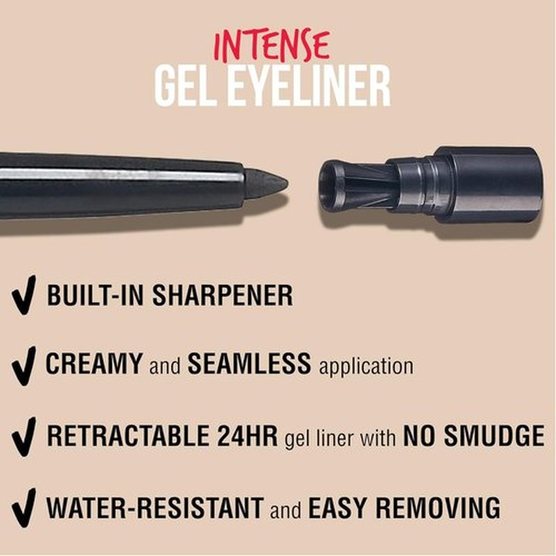 KISS NEW YORK Pro Intense Gel Eyeliner - Waterproof, Smudge-Proof & Long Lasting Pencil (Black)