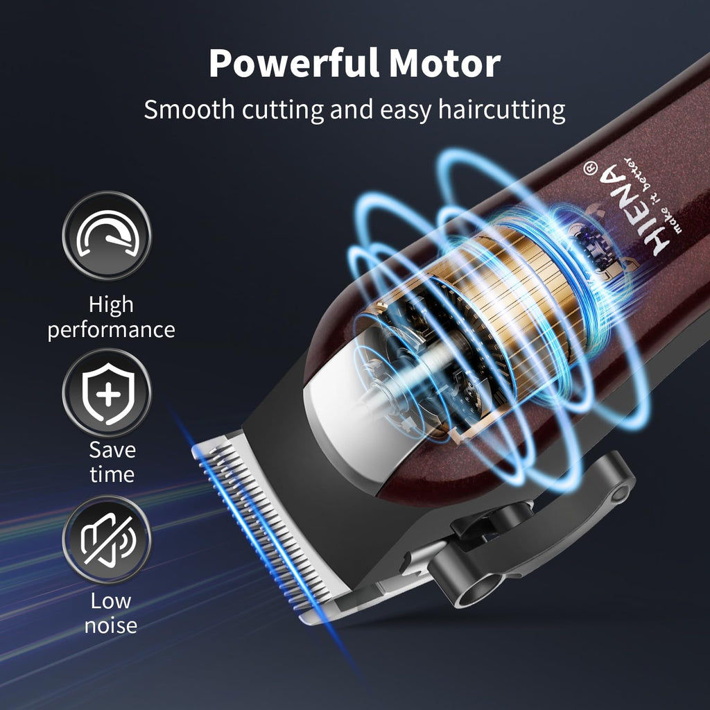 HIENA PRO Professional Hair Clipper for Men, Cordless Hair Clippers for Hair Cutting, Rechargeable Barber Clipper & Trimmer with LCD Display, USB Charging, Gift for Men (Brown)