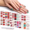 336 Pieces 24 Sheets Christmas Nail Stickers Adhesive Nail Wraps Nail Art Stickers Full Wraps Nail Polish Stickers for Women with Nail File, Cuticle Stick(Cute Series)