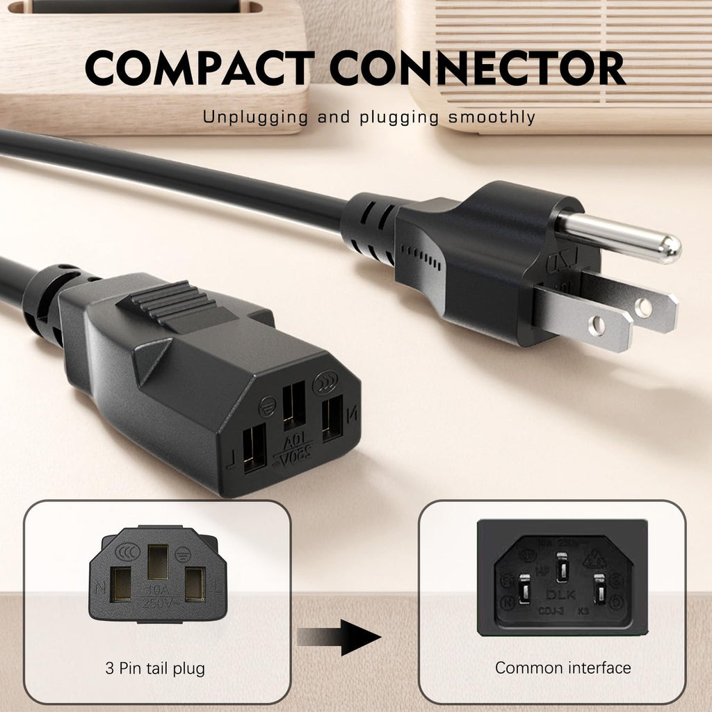 10 Ft AC Power Cord Compatible with Horizon Fitness Treadmills Ellipticals, Universal 3 Prong Power Cable Charger Replacement